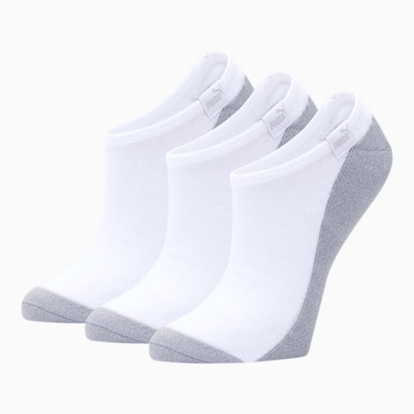 Women's No Show Socks [3 Pack], WHITE / GREY, extralarge